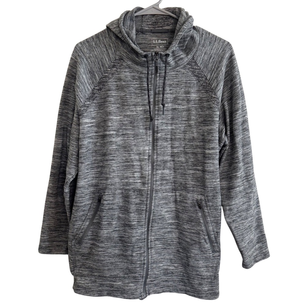 L.L.Bean Gray Marled Zip Hoodie Jacket Women's XL Petiteโ